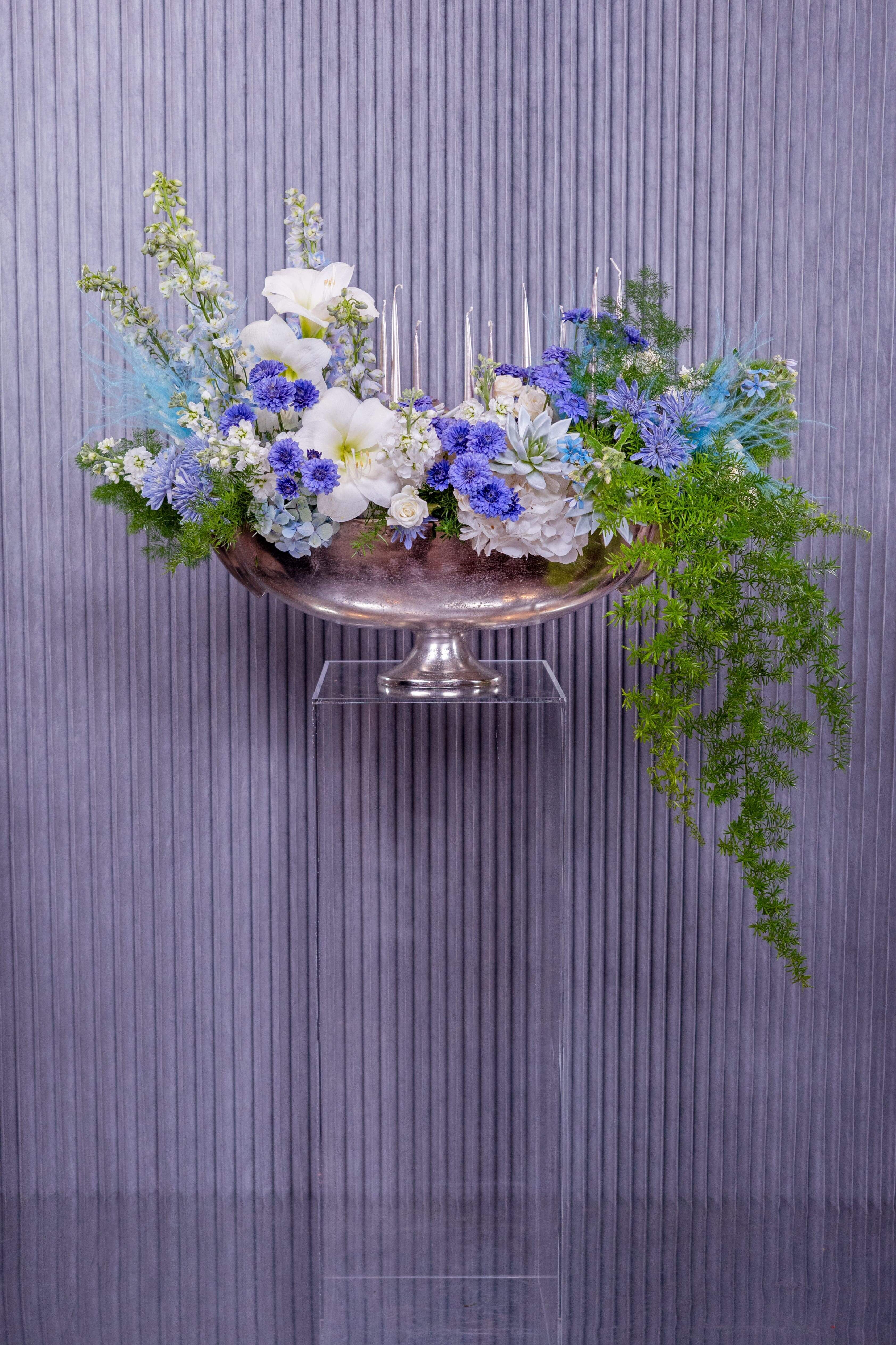 №198 Blue Serenity Menorah Arrangement