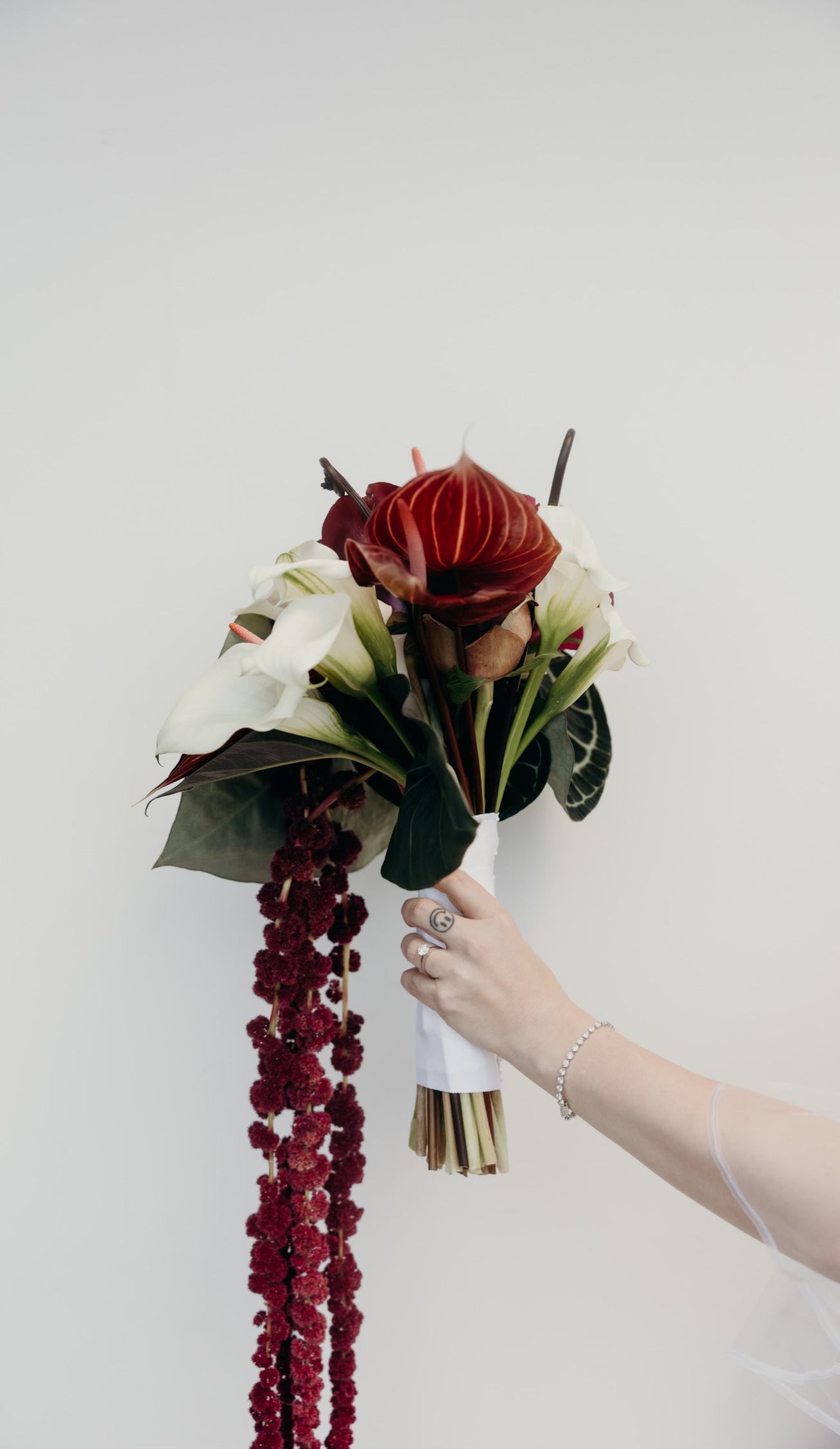 №183 Striking Red & White Calla Lily Bridal Bouquet