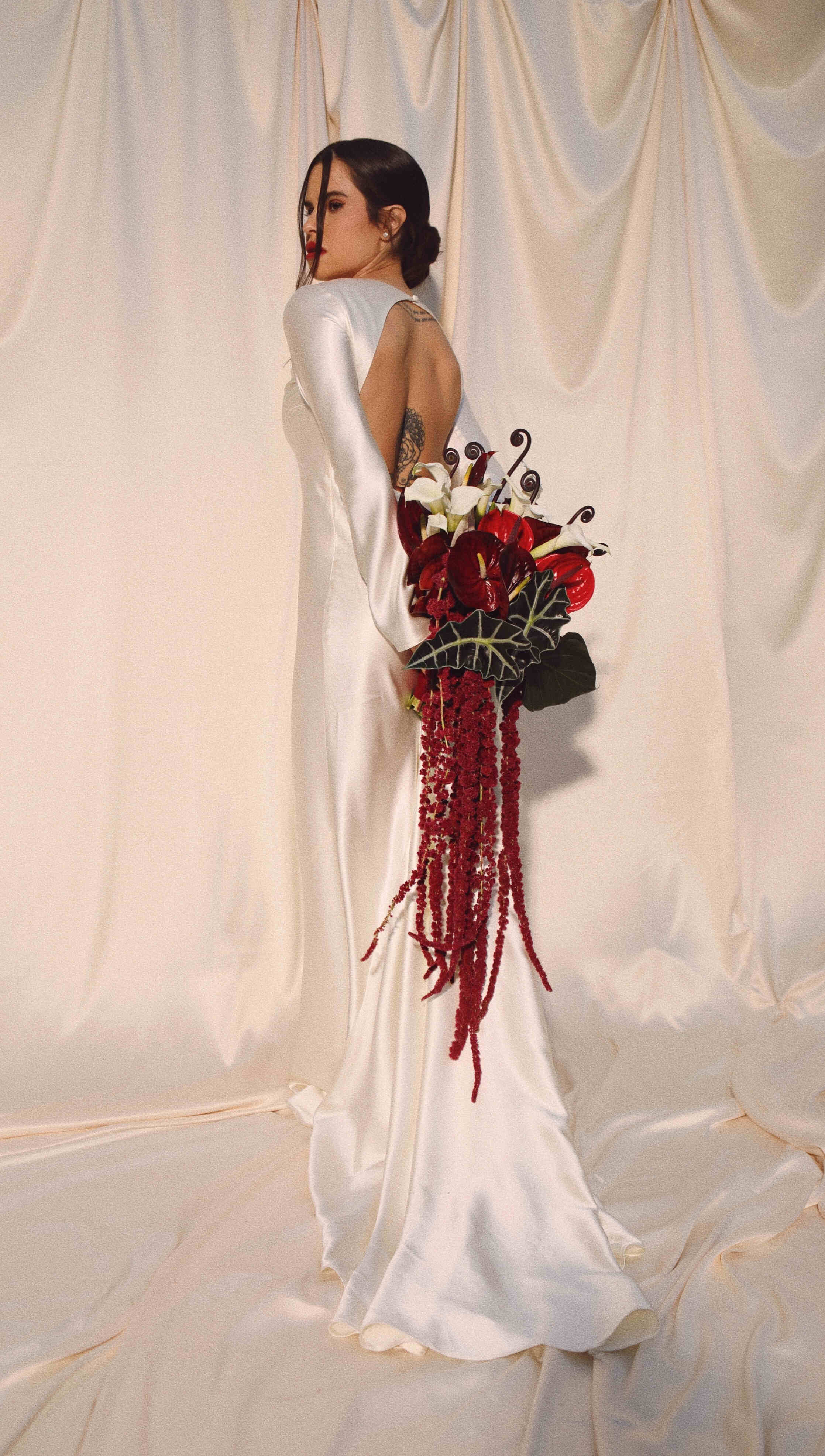 №184 Dramatic Red & White Calla Lily Bridal Bouquet