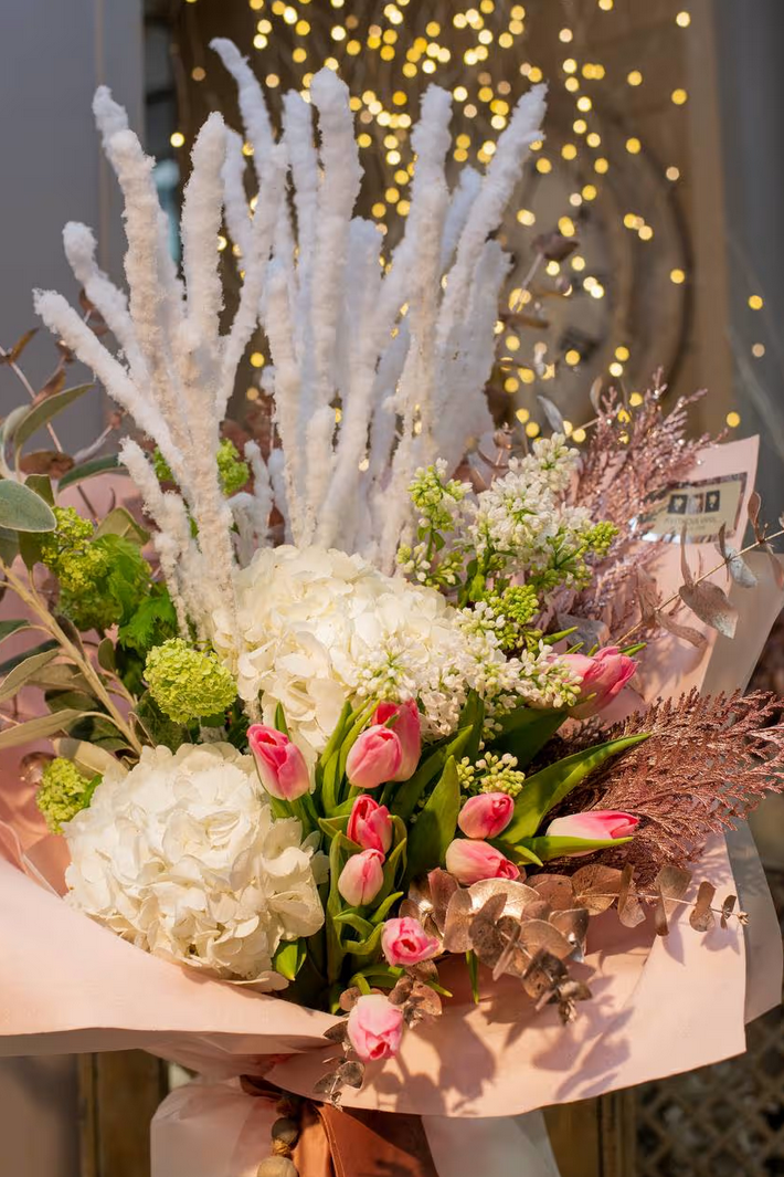 №142 Fairy Harmony: Hydrangeas, Tulips, Lilacs, and Phlox Branches