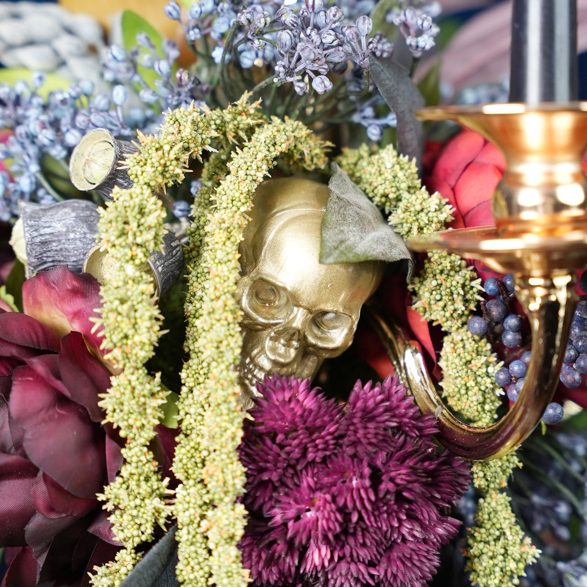 Skull & Flowers Candelabra