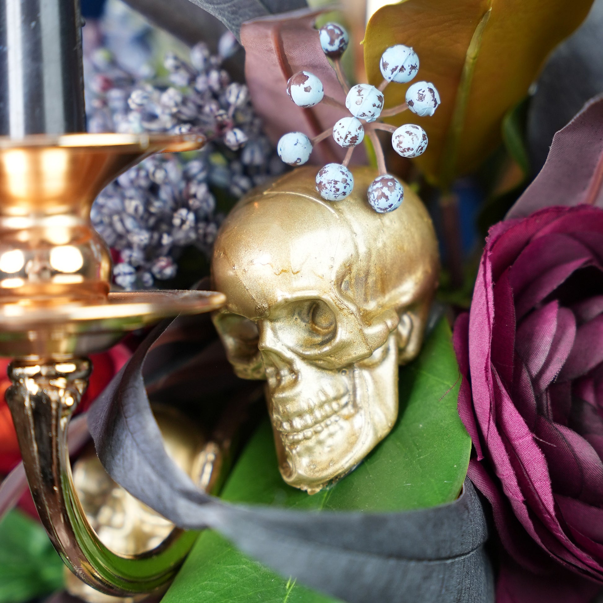 Skull & Flowers Candelabra