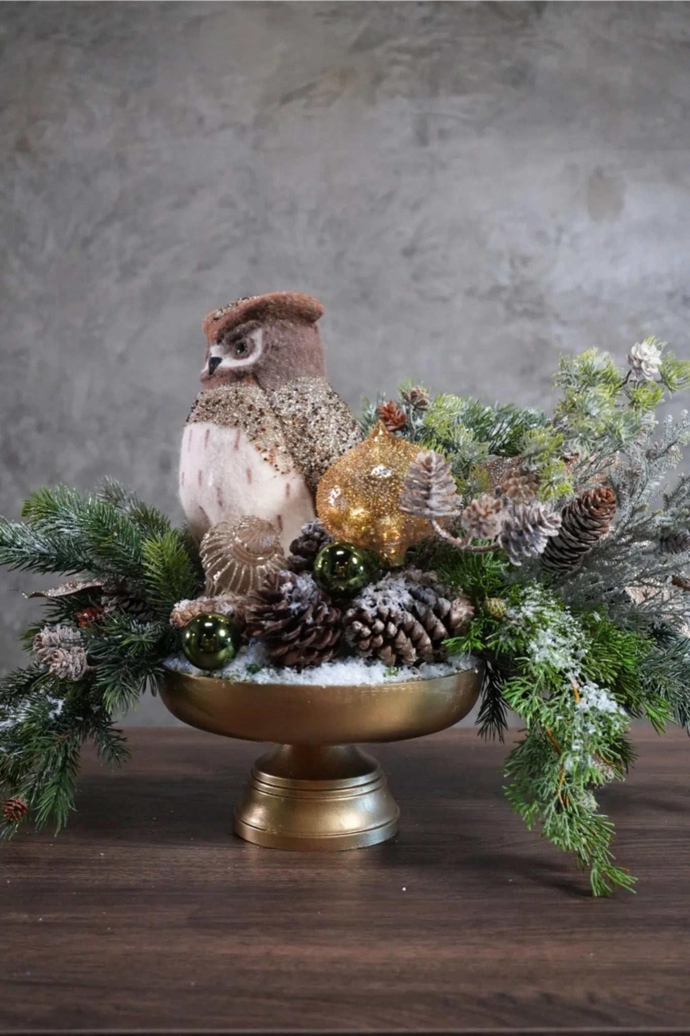 Christmas Centerpiece " Owl in the Forest". LUXE Christmas decor