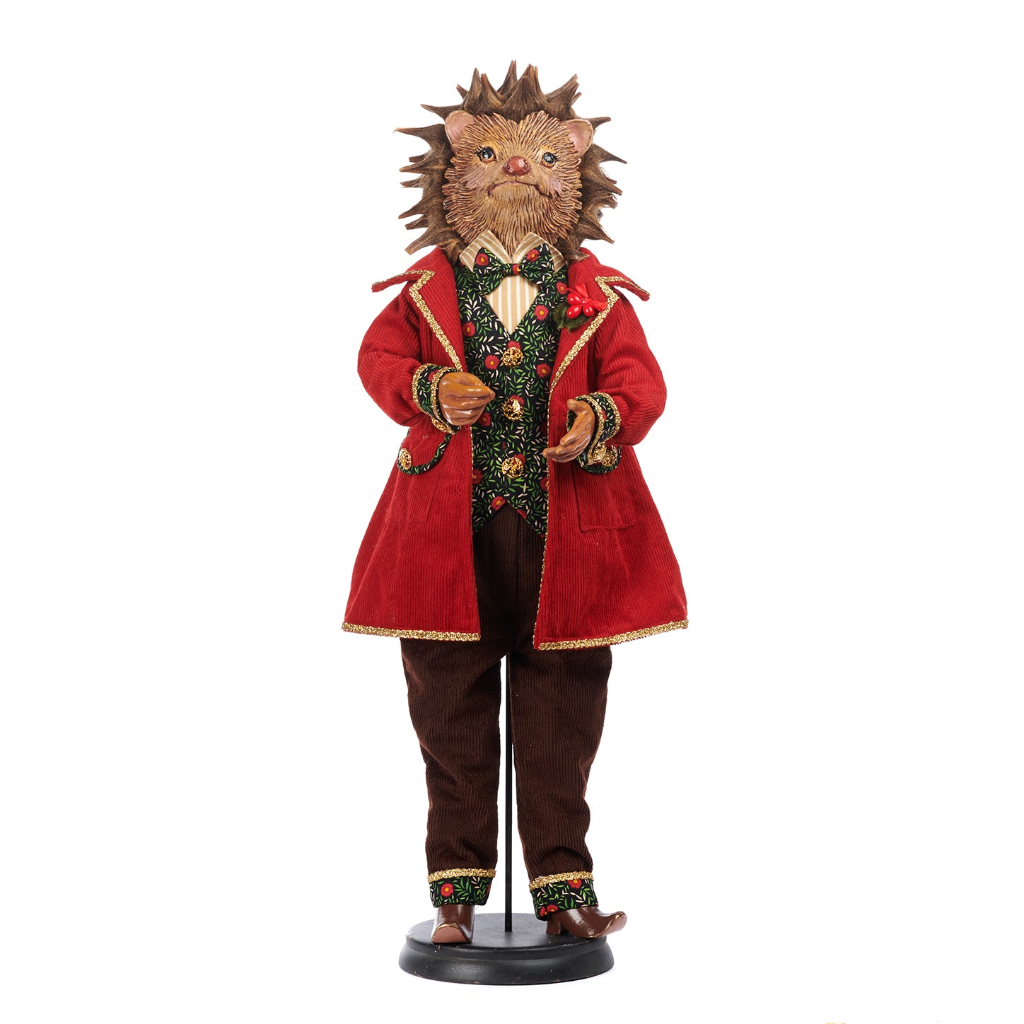 FIGURE WOODL.HEDGEHOG BOY DOLL W/STAND&BOX RD 66CM