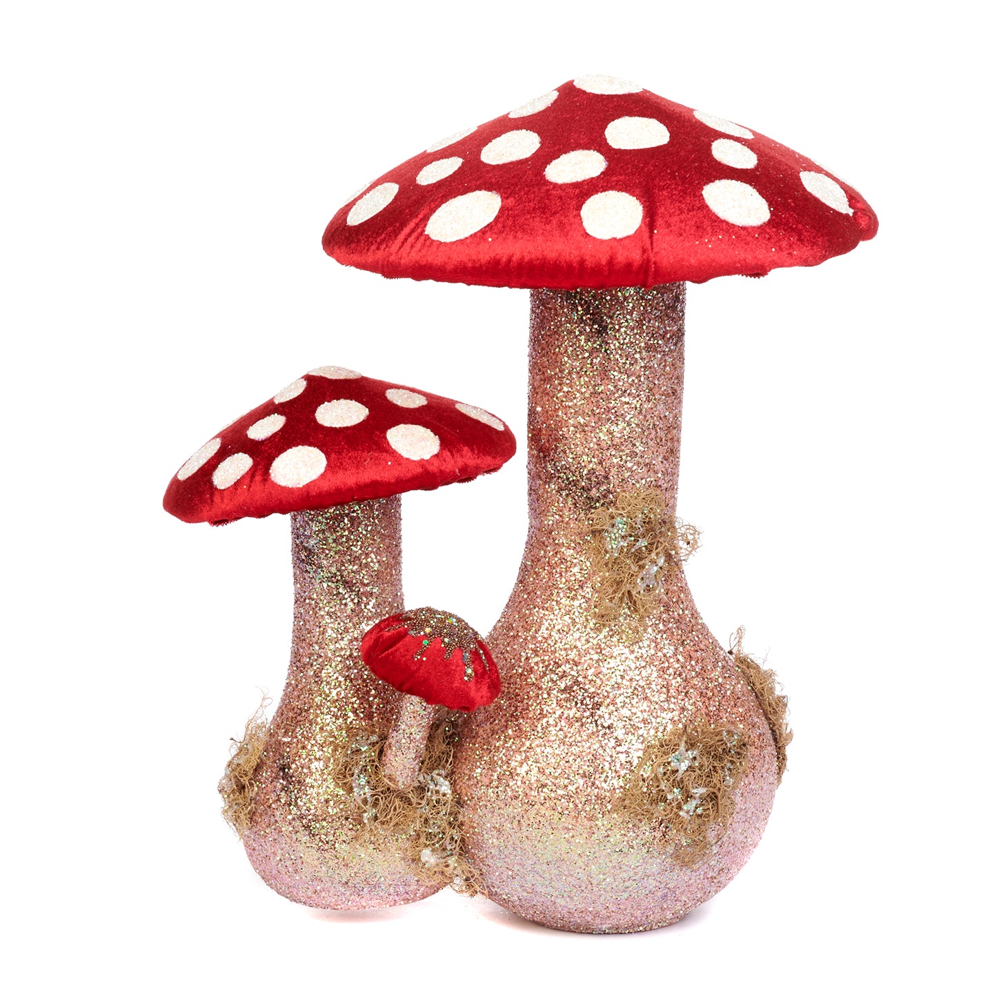 CHRISTMAS FIGURE VELV.GLT 3 MUSHROOM TT RD/GRN/CRM 36CM