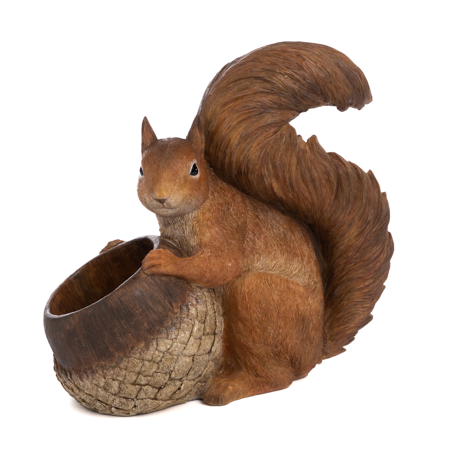 FIGURE SQUIRREL W/ACORN BIRD FEEDER TT BRWN 28CM