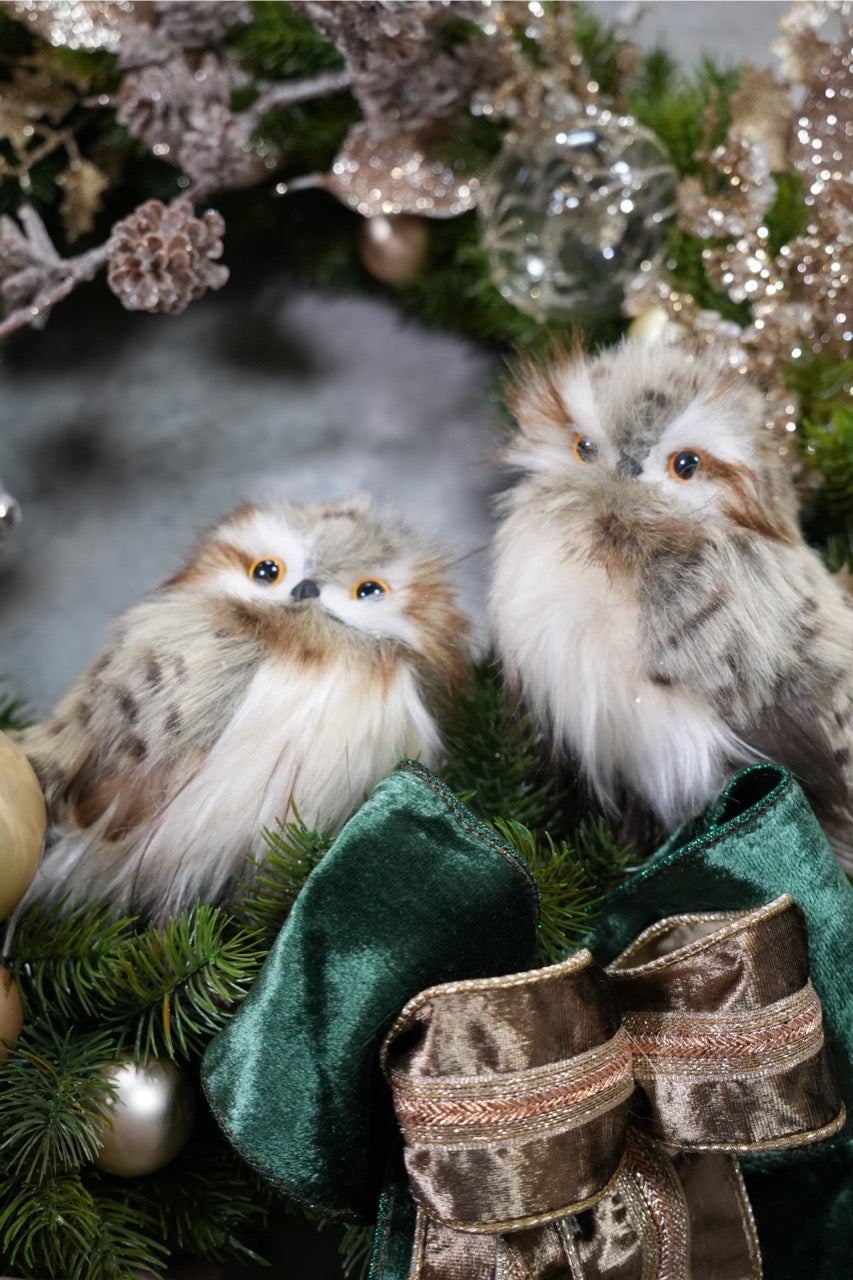 LUXE Christmas wreath "Owls in the Enchanted Forest". Holiday wreath. Winter wreath