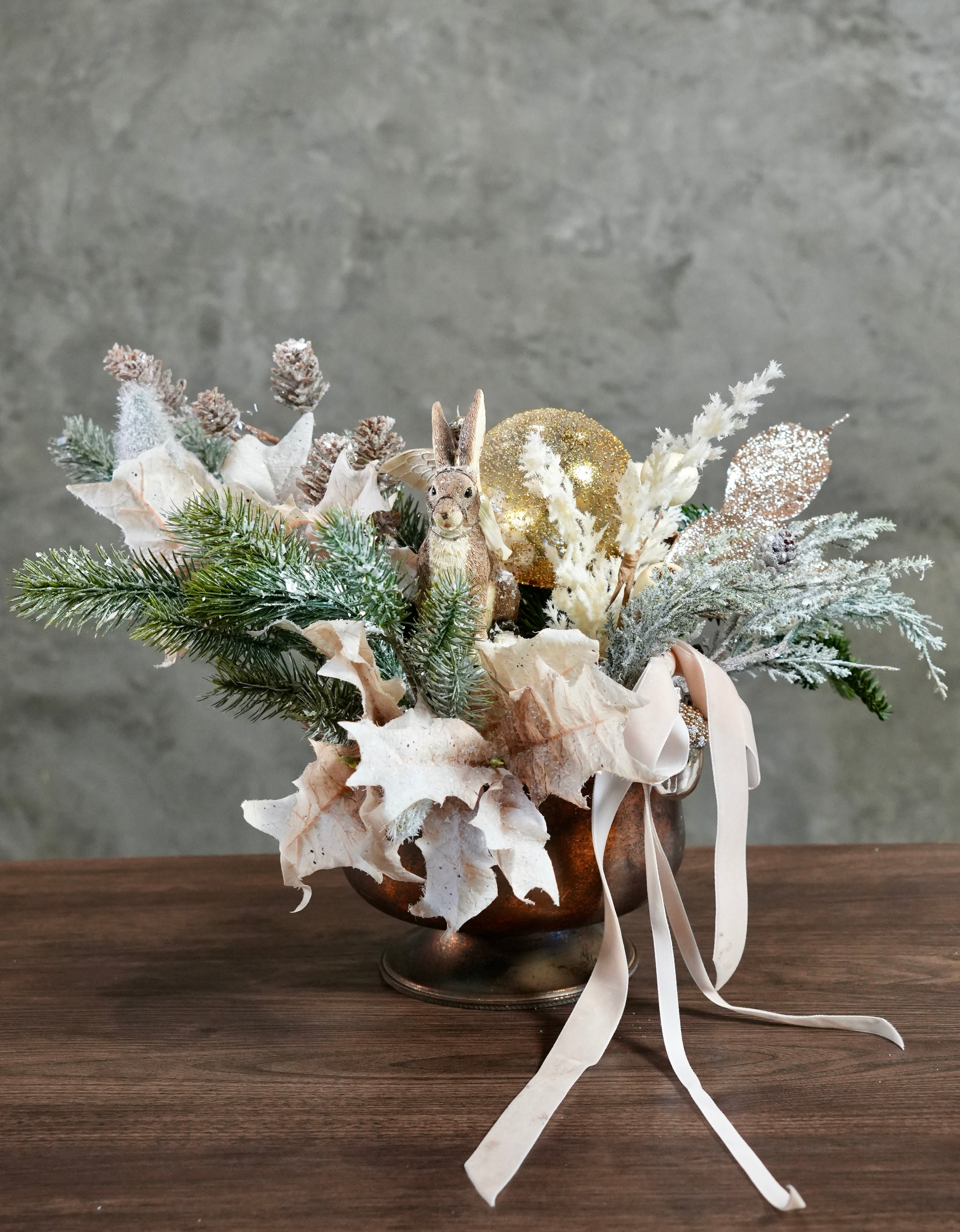 Christmas Centerpiece  "Fairy on a Rabbit". LUXE Christmas decor