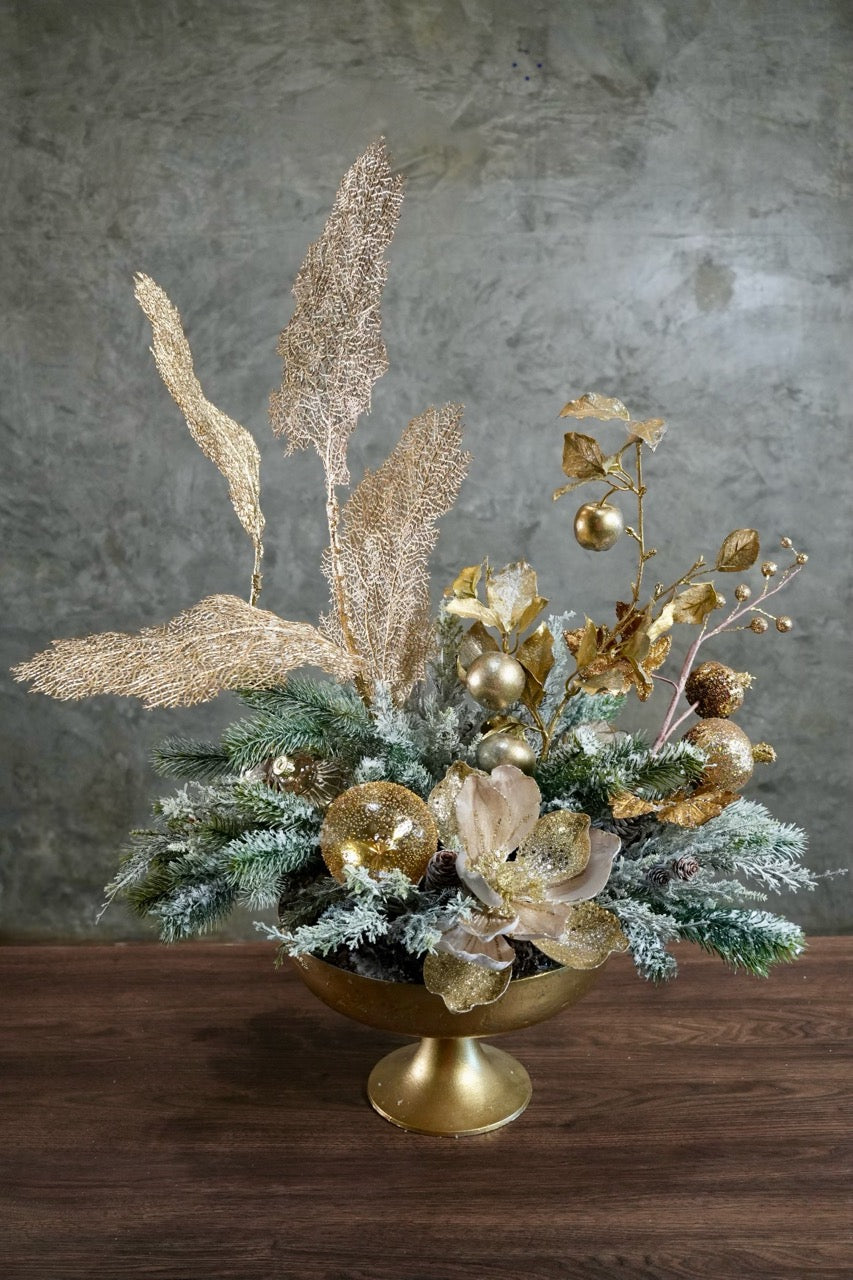 Christmas Centerpiece "Winter Golden Forest". LUXE Christmas decor