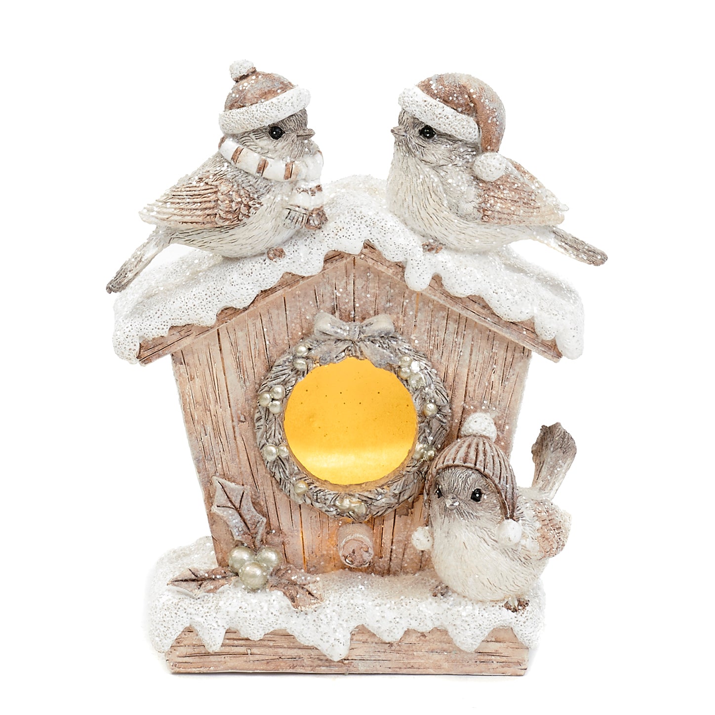 FIGURE LED XMAS BIRDHOUSE TT CRM 14,5CM batt.op