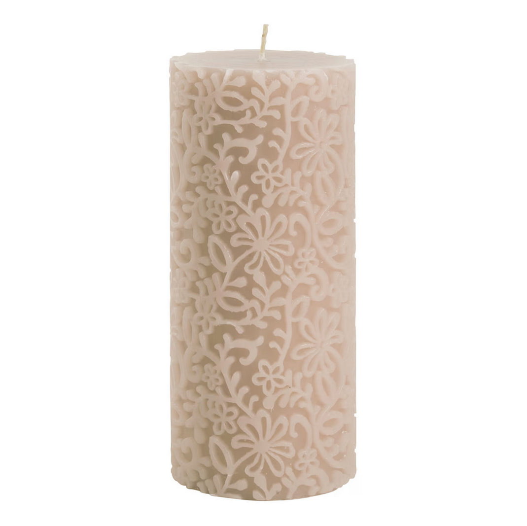 Decorative Candle Pink Flower - Large Model - H. 8"