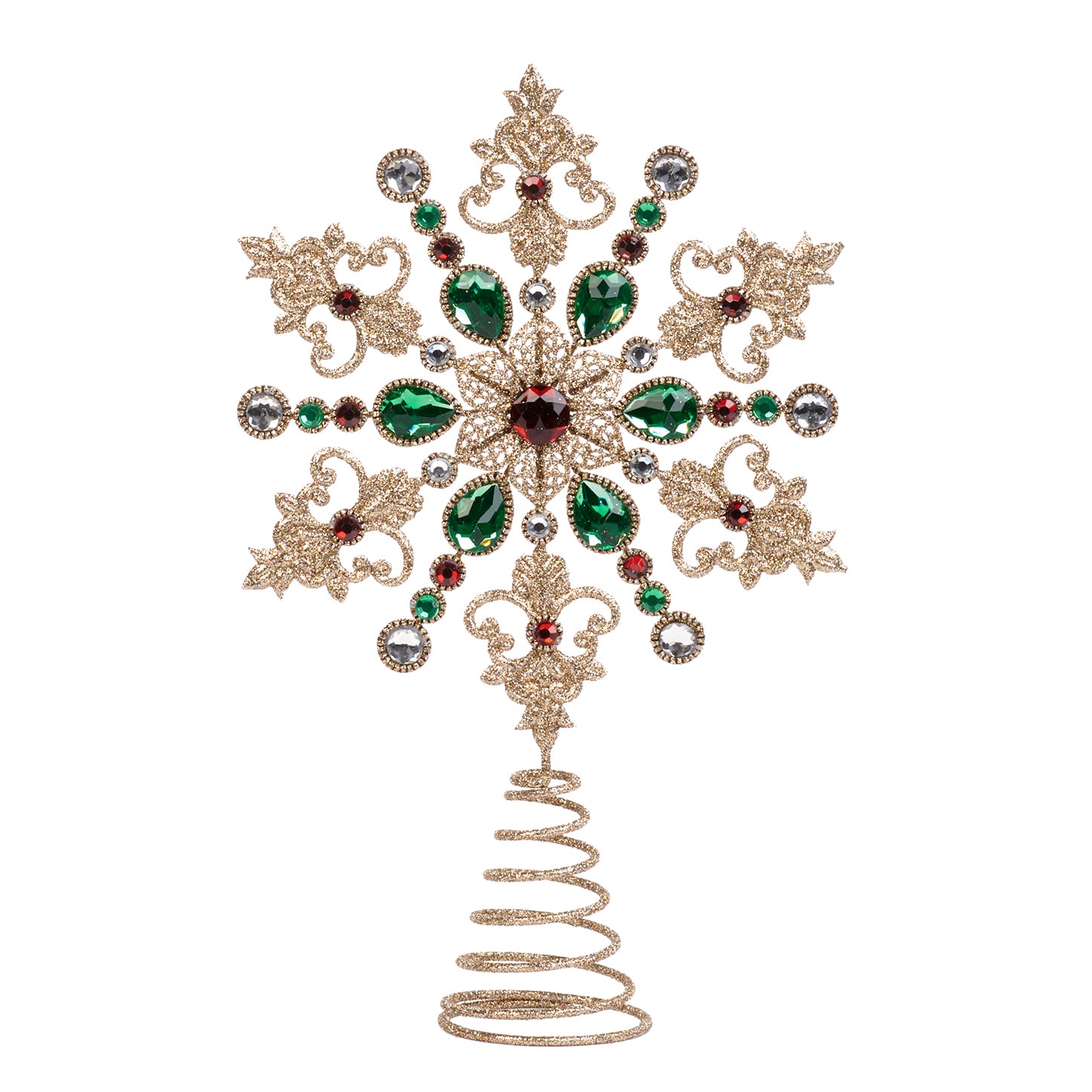 FIGURE BURG/GRN 43CM MET.JEWEL SNOWFL.TREE